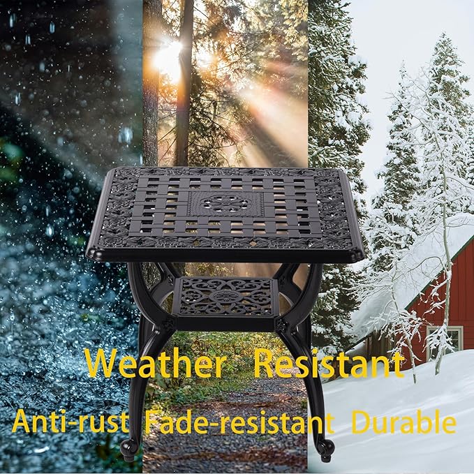 Cast Aluminum Outdoor Side Table, Small Patio Table, Outdoor Coffee Tables - Image 4