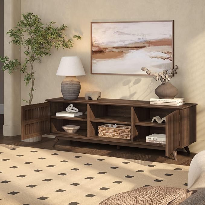 Plank+Beam Mid-Century Modern Wood TV Stand, Solid Wood Entertainment Console - Image 8