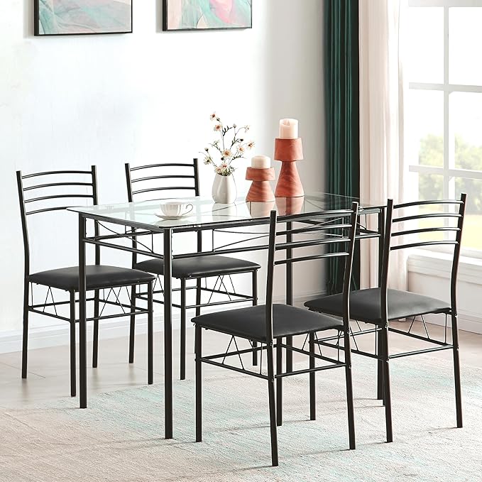 VECELO Kitchen Dining Table and Chairs Set - Image 4