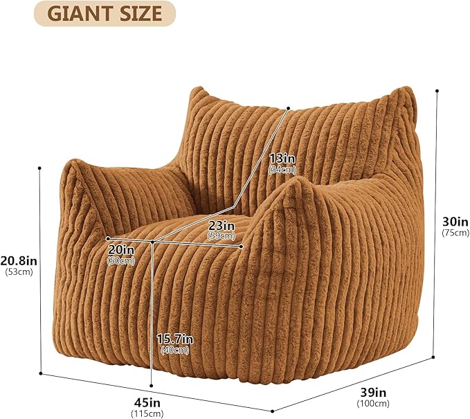 Giant Bean Bag Chairs for Adults Teens, Large Bean Bag Sofa Chairs - Image 2