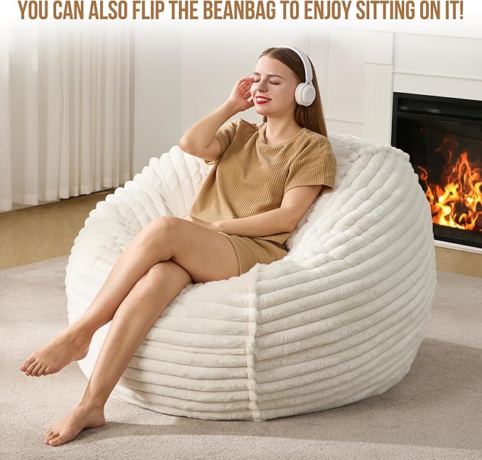 Hobestluk 4ft Bean Bag Chairs for Adults Large Beanbag Chair - Image 3