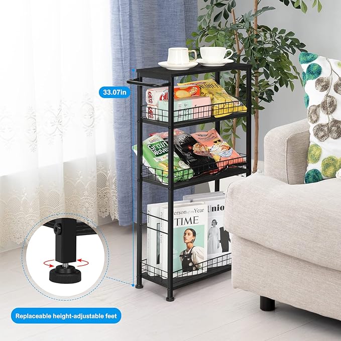 YBING Slim Storage Cart Kitchen Rolling Utility Cart on Wheels 4 Tier Mobile - Image 5
