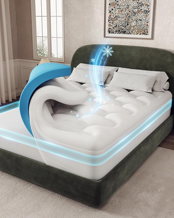 OhGeni Cooling 4 inch Dual Layer King Mattress Topper, 2 inch Cooling Gel by OhGeni