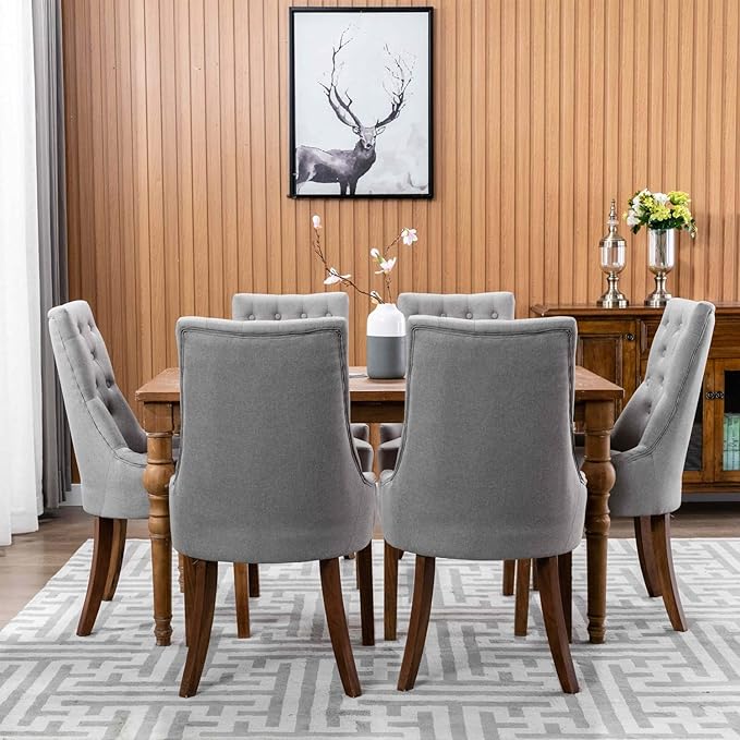 COLAMY Wingback Upholstered Dining Chairs Set of 4, Fabric Side Dining Room - Image 5