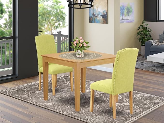East West Furniture OXEN3-OAK-07 3 Piece Dining Table Set - Image 2