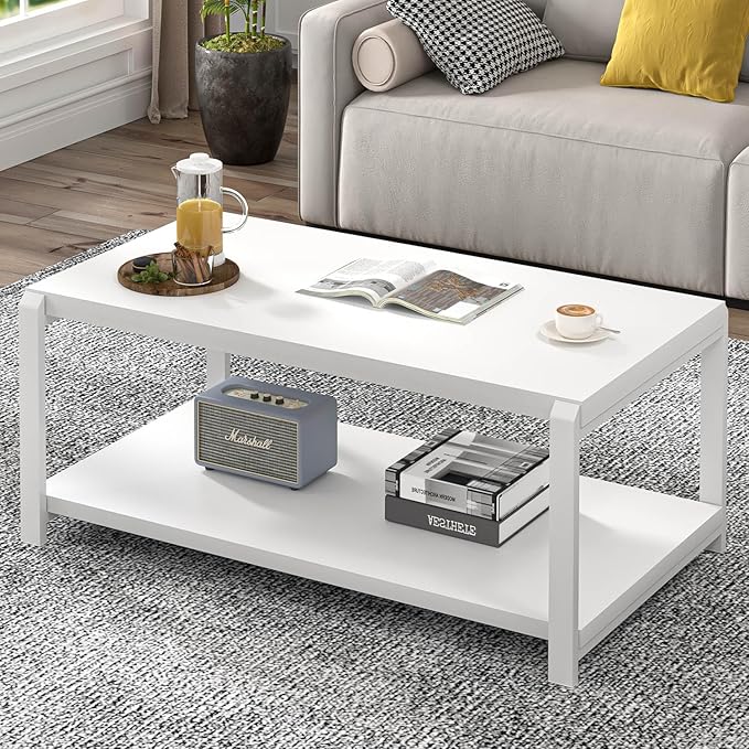 EXCEFUR White Coffee Table by EXCEFUR
