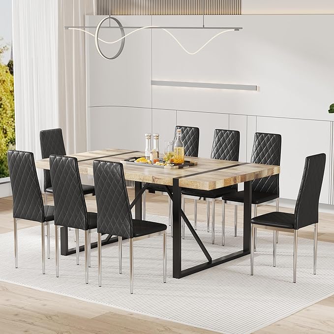 JT Modern Minimalist Dining Chair Fireproof Leather Sprayed Metal Pipe Diamond - Image 7