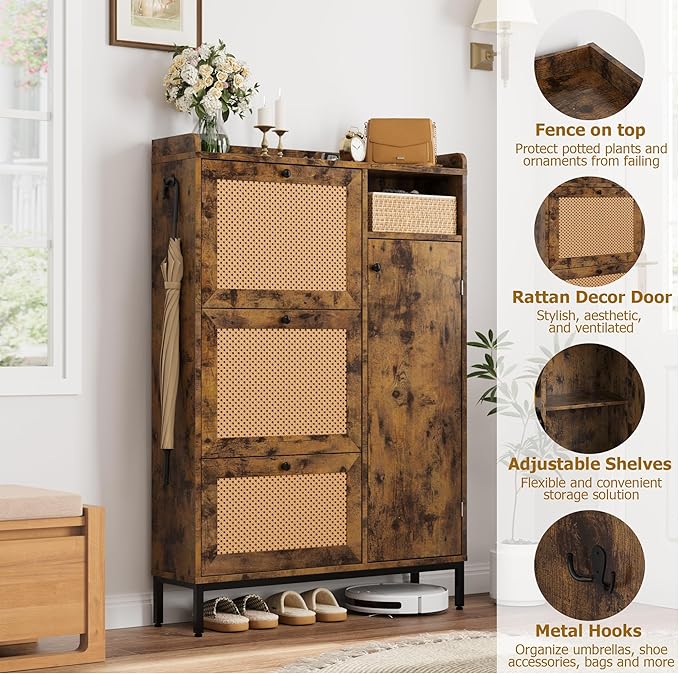 GarveeHome Shoe Cabinet Rattan - Image 3