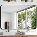 Large Bathroom Mirror, 60 x 40 inch Black Rectangle Mirror, Metal Framed by WelcometoCIVENO