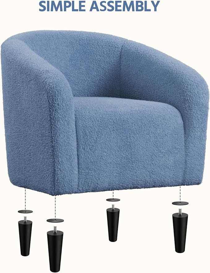 Yaheetech Accent Barrel Chair, Boucle Fabric Club Chair, Furry Sherpa Elegant - Image 9