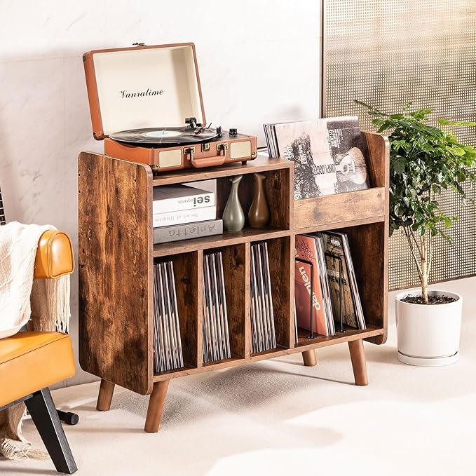 Record Player Stand, Large Record Player Table Cabinet - Image 5