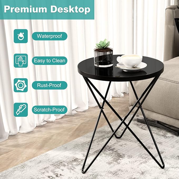 HLR Modern Round Side Table Set of 2, End Table - Image 7