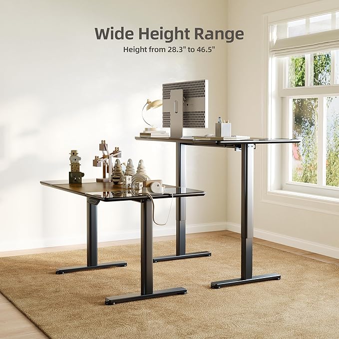 INNOVAR Glass Standing Desk, 48 x 24 Inches Height-Adjustable Desk, Tempered - Image 4