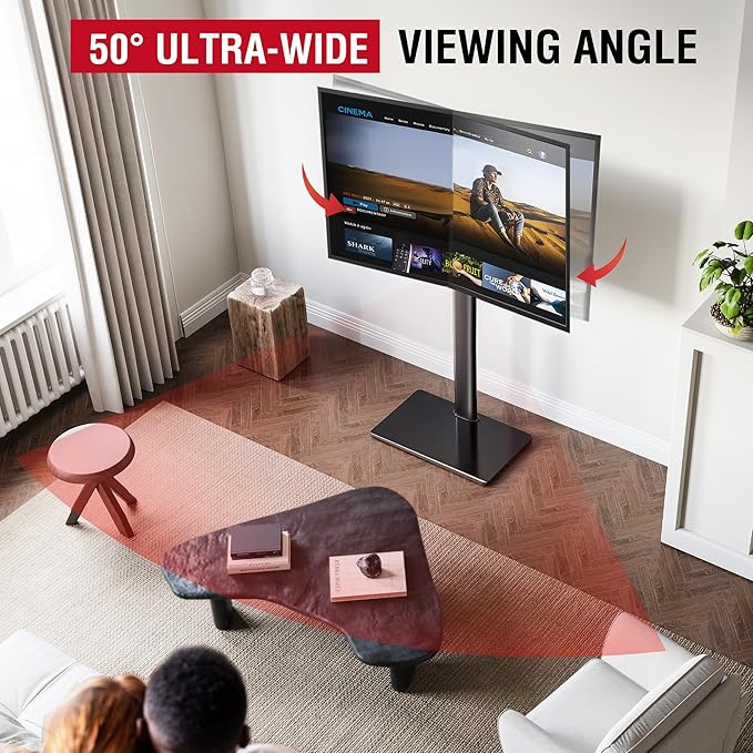 Swivel TV Floor Stand for 43-75 Inches TVs, 10 Level Height Adjustable Corner - Image 2