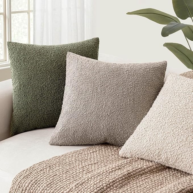 Foindtower Pack of 2 Textured Boucle Throw Pillow Covers Accent Solid Pillow - Image 6