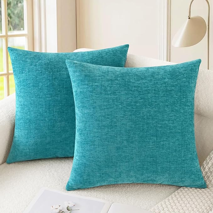 CaliTime Throw Pillow Covers Decorative 18 X 18 Inches Pack of 2 Cozy Chenille by CaliTime