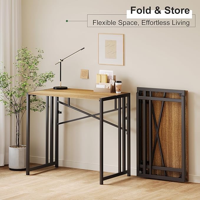 Narrow Folding Computer Desk 35 inch, Writing Gaming Computer Camping Desk - Image 7