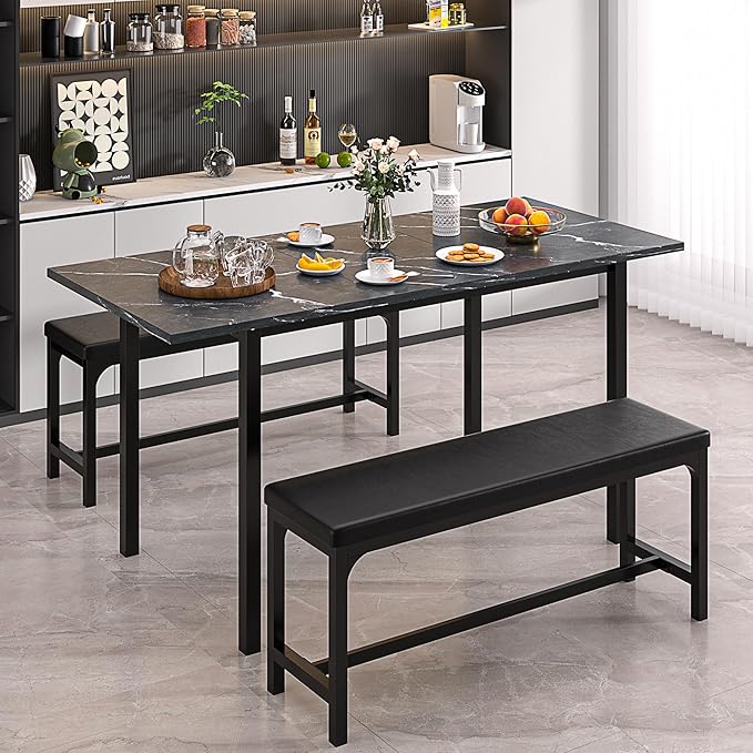 VECELO 3-Piece 63" Extendable Kitchen Table by VECELO