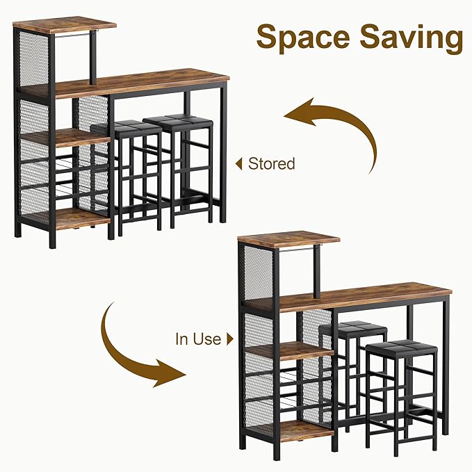 VECELO Bar Table and Chairs Set - Image 9