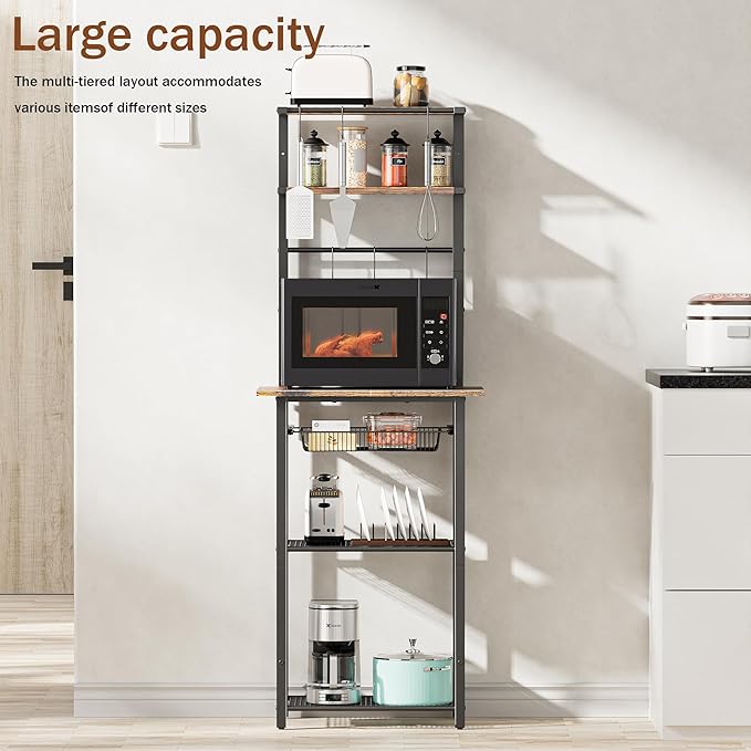 Kitchen Bakers Rack, 6-Tier Microwave Stand - Image 4