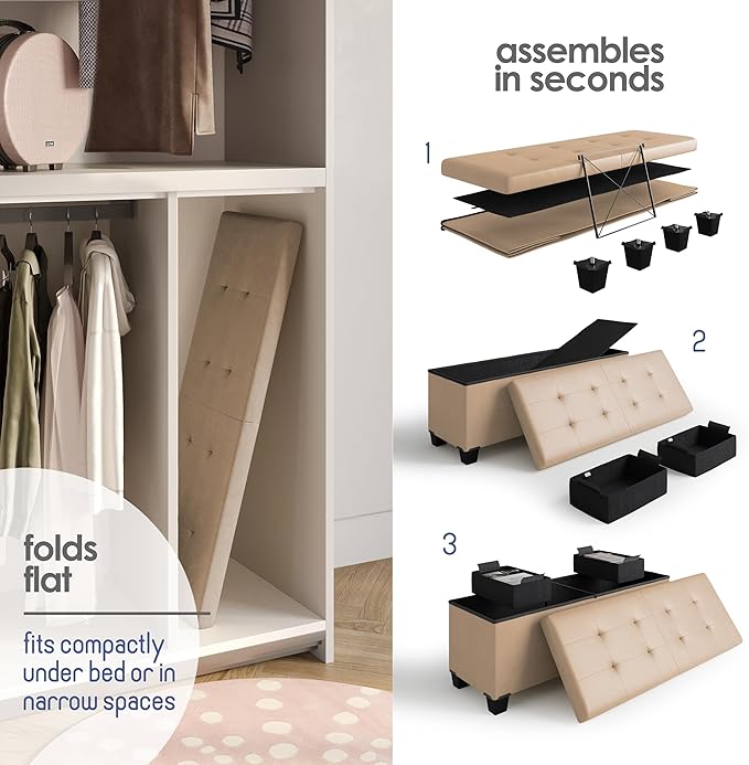 STORAGEBUD Storage Ottoman Bench - Image 6