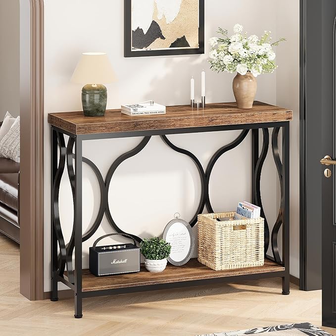 IBF 39.4" Narrow Console Table, Farmhouse Entryway Table in Living Room Hallway - Image 8