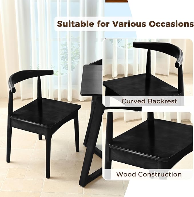 DELAVIN Solid Wood Dining Chairs Set of 4, Farmhouse Style High Ladder Back - Image 5