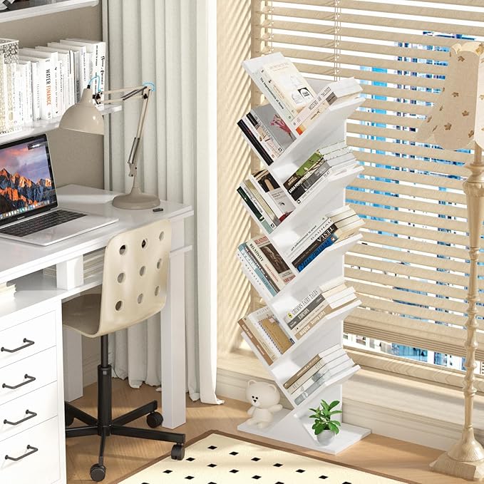 10 Tier Tree Book Shelf, Floor Standing Wood Bookshelf - Image 2