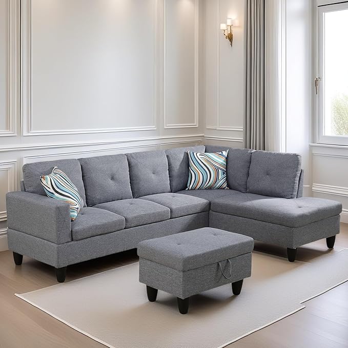 L Shaped Sectional Couch Sofa, Modern Couches by FONTOI