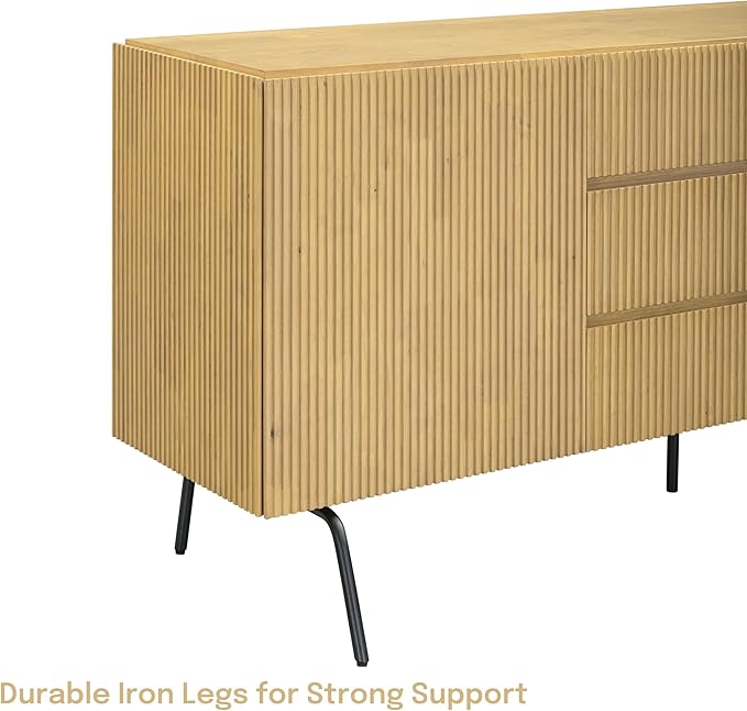 NTC Veil Modern Sideboard with 4 Doors, Buffet Cabinet with Vertical Groove - Image 9