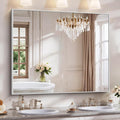 YIROMAN Bathroom Mirror 48"x40", Large Brushed Silver Bathroom Mirror by Unknown