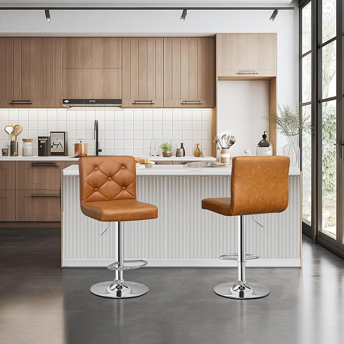 VECELO Adjustable Bar Stools Set of 2, Bar Height Stools - Image 3