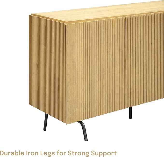 NTC Veil Modern Sideboard with 3 Doors, Buffet Cabinet with Vertical Groove - Image 9