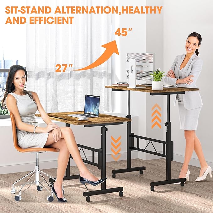 Klvied Small Standing Desk Adjustable Height, Mobile Table - Image 4