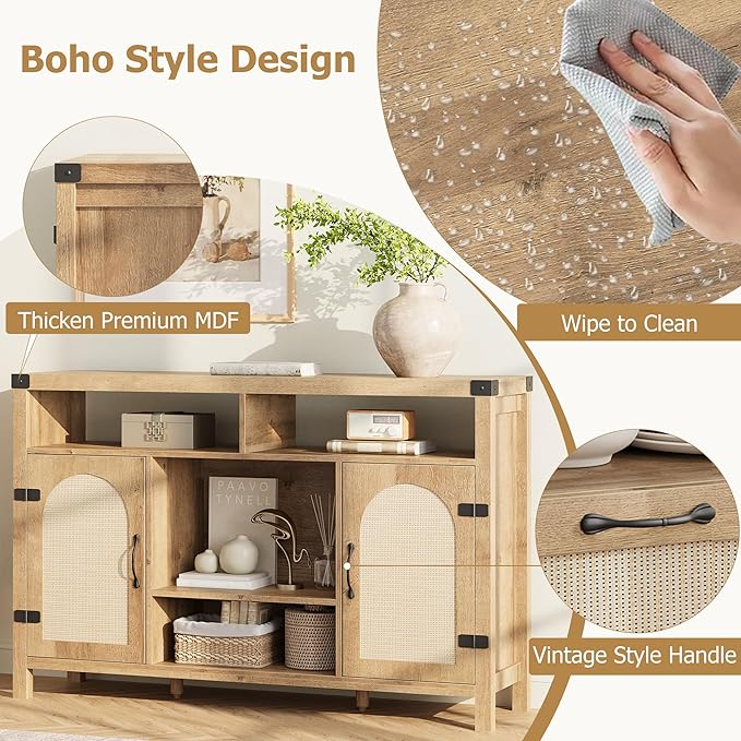IDEALHOUSE Rattan Buffet Cabinet - Image 4