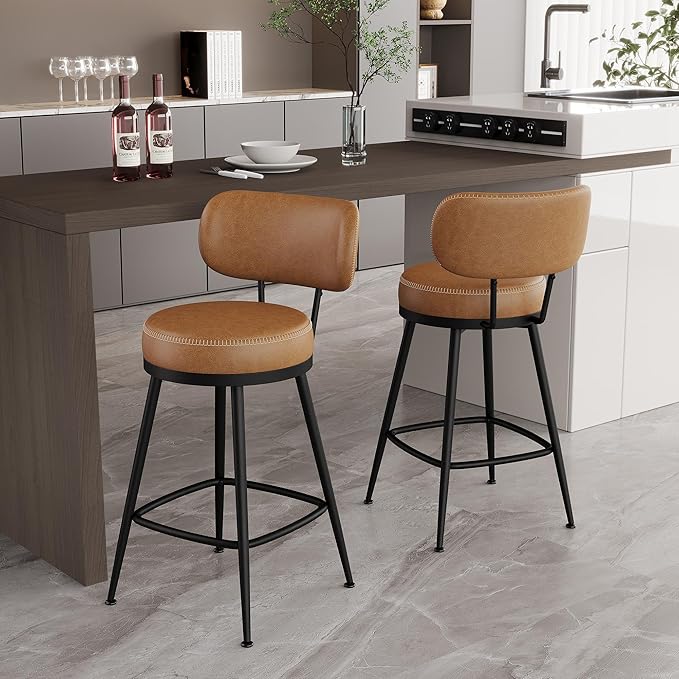 Counter Height Bar Stools, Faux Leather Kitchen Counter Stools - Image 7