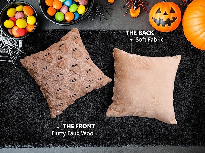 4TH Emotion Halloween Ghost Decorative Pillow Covers 18x18 Set of 2, Light - Image 5