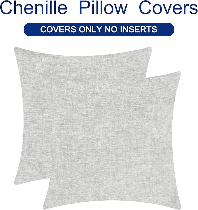 CaliTime Throw Pillow Covers Decorative 26 X 26 Inches Pack of 2 Cozy Chenille - Image 6