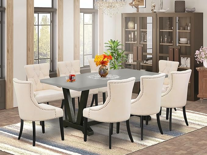 East West Furniture V697FR102-9 9 Piece Dining Room Set Includes a Rectangle - Image 2