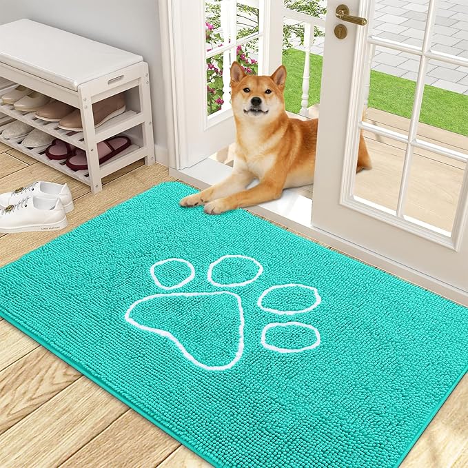 OLANLY Door Mat for Muddy Dog Paws 48x30, Ultra Absorbent Chenille Mud Doormat by OLANLY