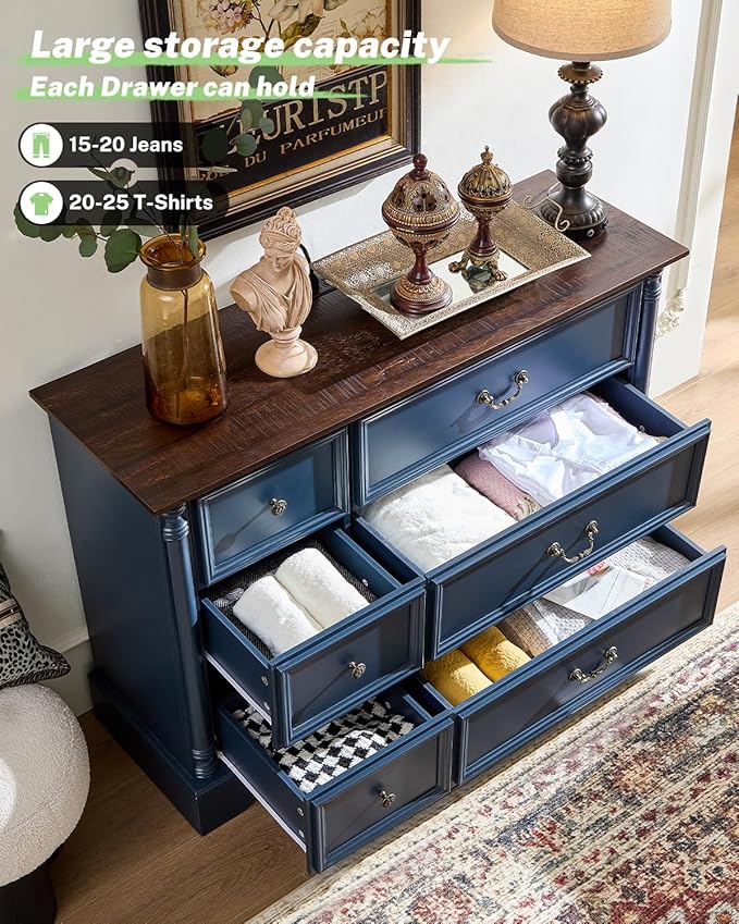 Farmhouse 6 Drawers Dresser for Bedroom - Image 4
