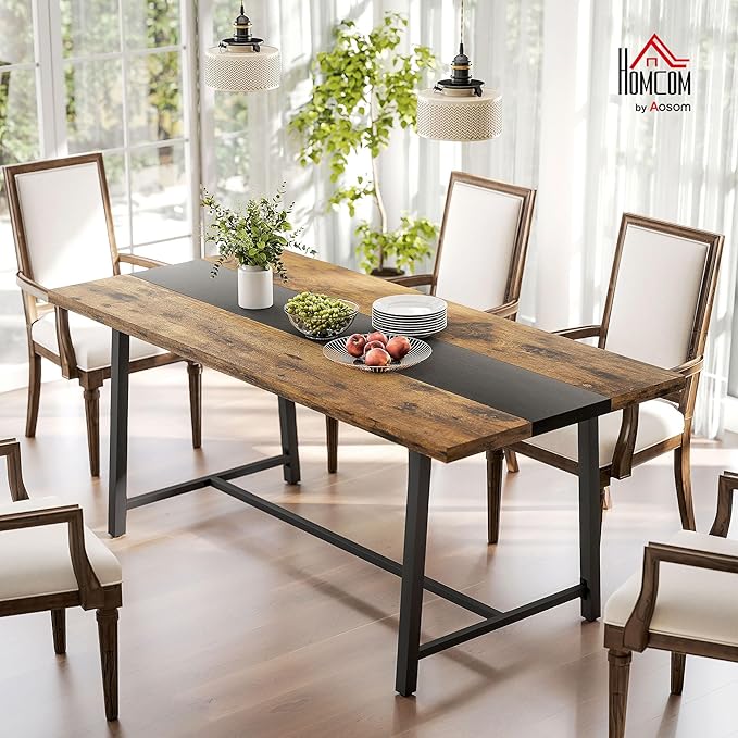 HOMCOM Industrial Dining Table for 8 People, 70.9" Long Rectangular Kitchen - Image 4