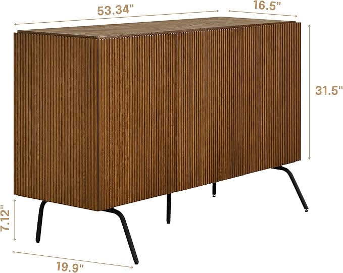 NTC Veil Modern Sideboard with 3 Doors, Buffet Cabinet with Vertical Groove - Image 2