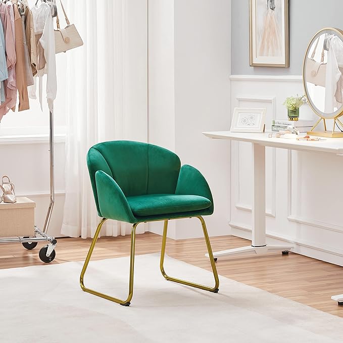 Yaheetech Flower Velvet Vanity Chair, Modern Side Chair Armchair - Image 2