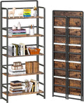 4NM No-Assembly 5 Tiers Folding Bookshelf Storage Shelves Vintage Bookcase by 4NM