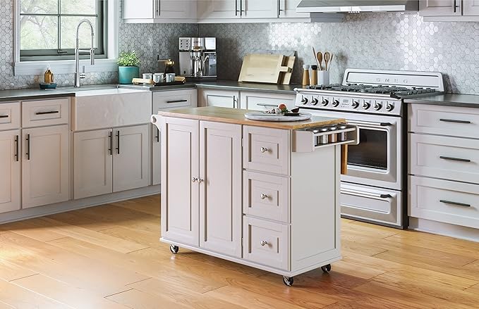 Homestyles Dolly Madison Off-White Mobile Kitchen Island Cart - Image 3