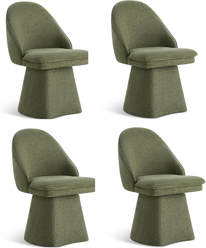 Swivel Dining Chairs Modern Desk Chair Upholstered Linen Fabric Side Chair by Kislot
