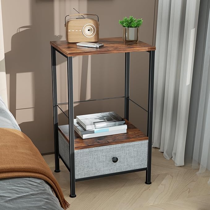 Record Player Stand with Vinyl Storage, 2-Tier Record Shelf Table with Fabric - Image 7
