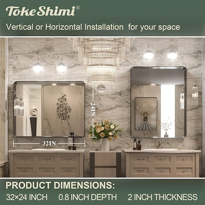 TokeShimi 24 x 32 Inch Black Mirror Wall Mirror - Image 4
