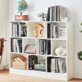 YAHARBO White 10 Cube Bookshelf, 3 Tier Modern Horizontal Bookcase, Wooden Low by YAHARBO